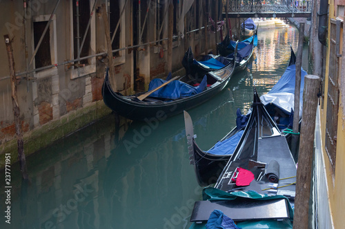 Venice, gondola on the background of the city © Anna
