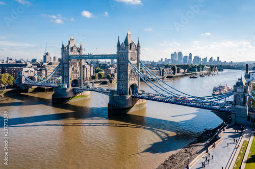 tower bridge in london with blue sky