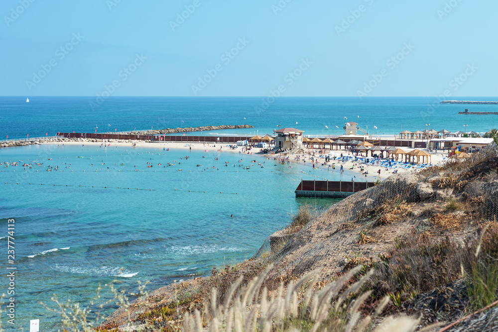 view of the coast of tel aviv israel