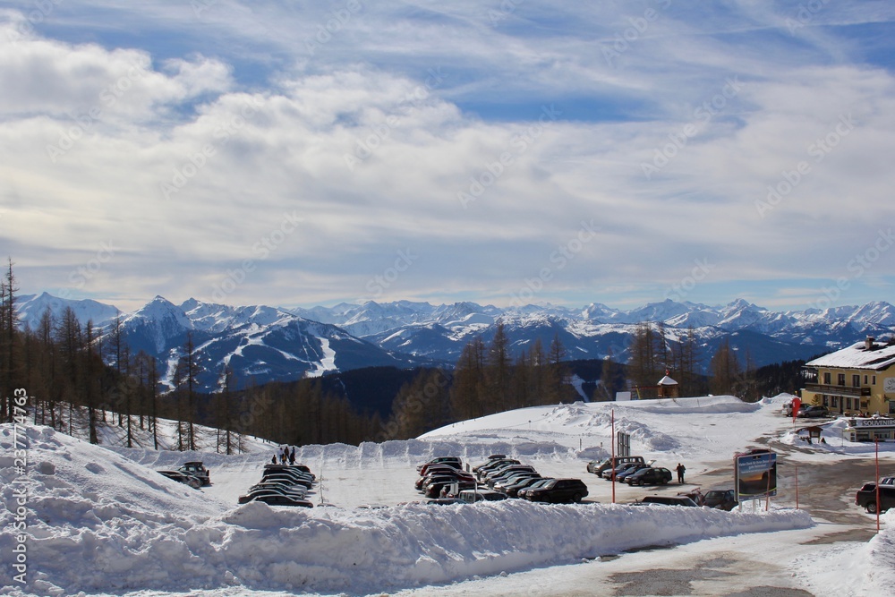 Parking Lot at the Funiclar station to the top of Dachstein, Austria