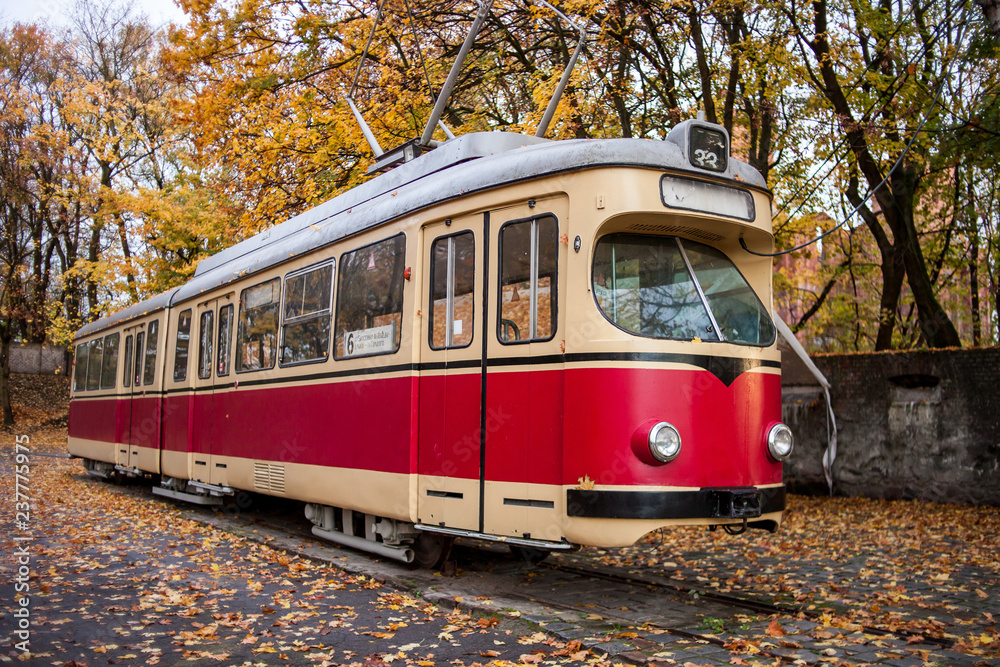 old tram in the fall