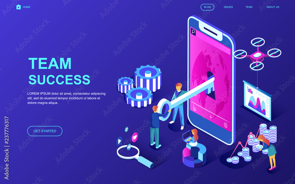 Modern flat design isometric concept of Team Success decorated people character for website and mobile website development. Isometric landing page template. Vector illustration. Modern flat design isometric concept of Team Success decorated people character for website and mobile website development. Isometric landing page template. Vector illustration.