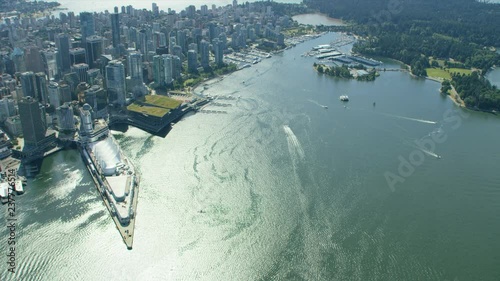 Aerial view Downtown Vancouver British Columbia Canada photo