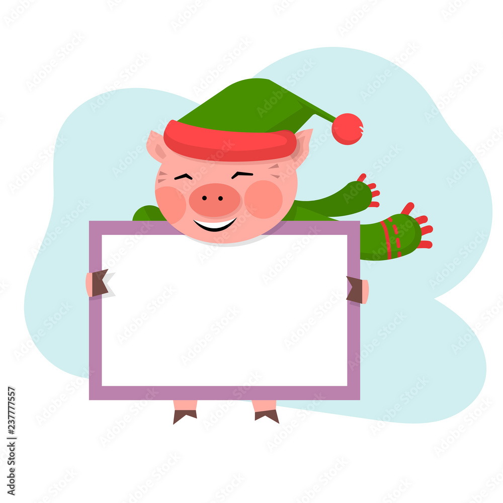 Fototapeta premium Pig hold the board with copy space,
