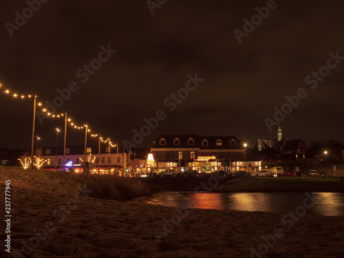 Netherlands Harderwijk at Night with a ice cold wind