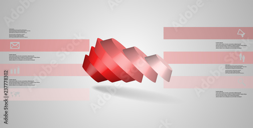 3D illustration infographic template with round octagon divided to six parts
