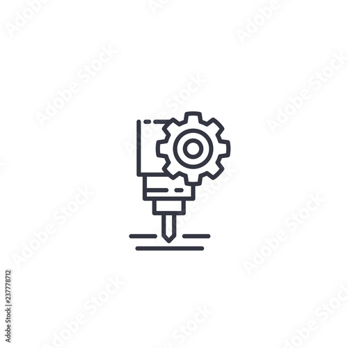 CNC machine service, vector line icon