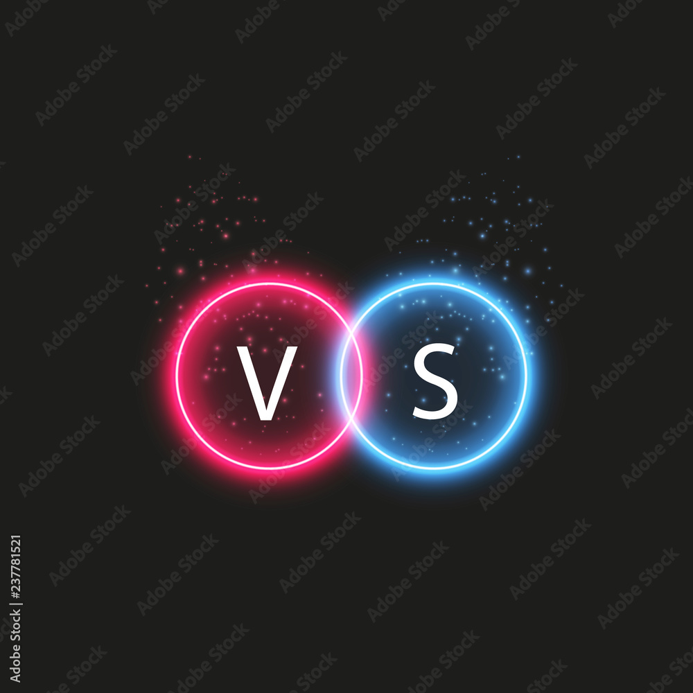 Hot and cold sparkling strength. Energy lightning with an electrical discharge isolated on a transparent background. Collision of two forces with red and blue light. Vector illustration. V S Hot and cold sparkling strength. Energy lightning with an electrical discharge isolated on a transparent background. Collision of two forces with red and blue light. Vector illustration. V S