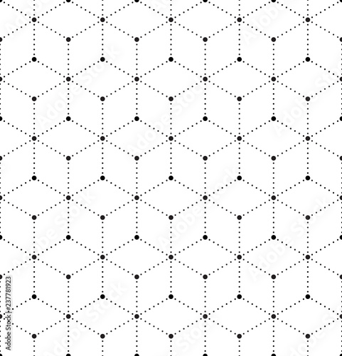 Vector seamless texture. Modern geometric background. Grid with hexagons of points.