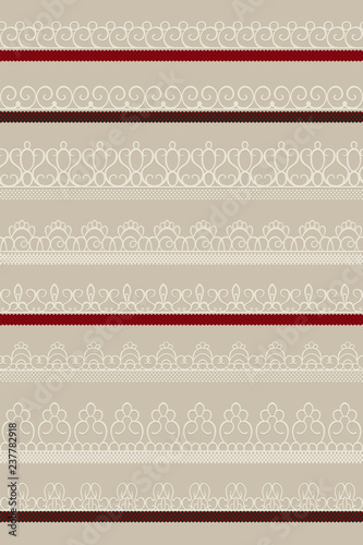 Set of seamless lace borders in light colors