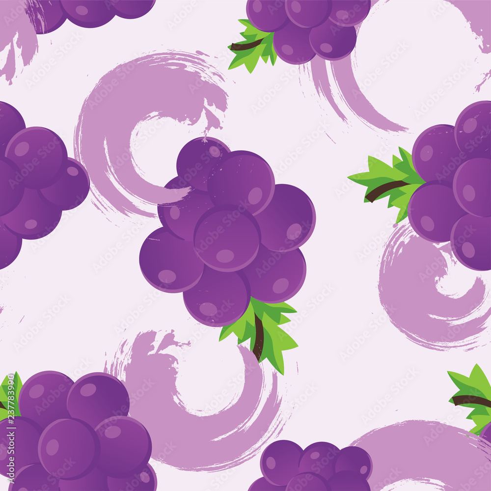 Grape seamless pattern. Vector seamless pattern with grapes and leaves.  Seamless grapes background Stock Vector | Adobe Stock