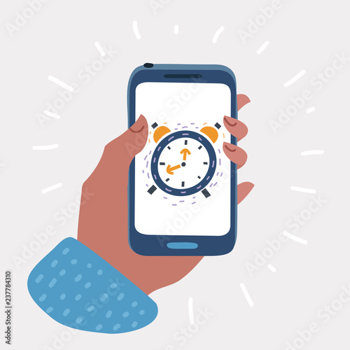 Alarm clock on smartphone screen.