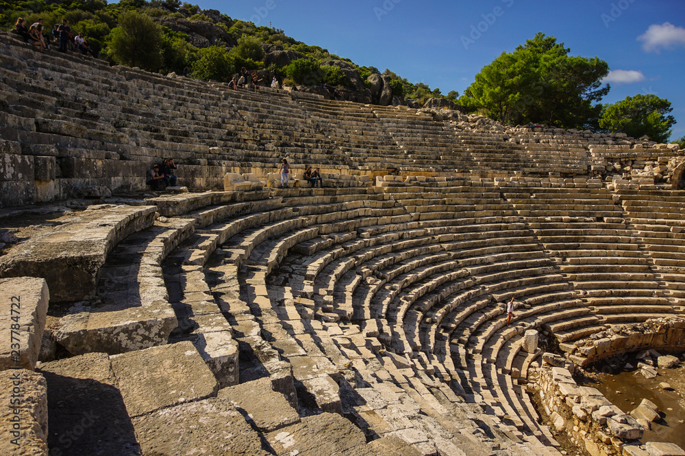 Theater steps of Patara Ancient City in Kas, Antalya, Turkey.
