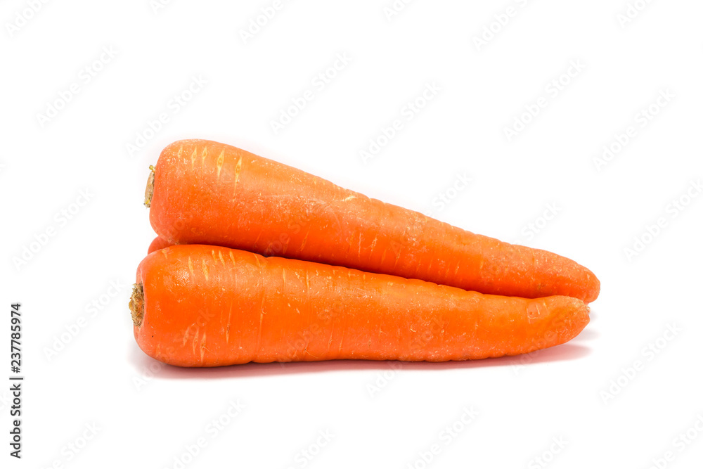 Carrot tubers isolated on white background Carrot tubers isolated on white background