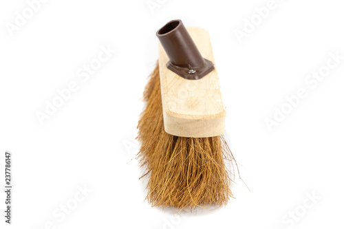 Brush Head, sweeping broom on white background. cleaning item with bristles. For work 