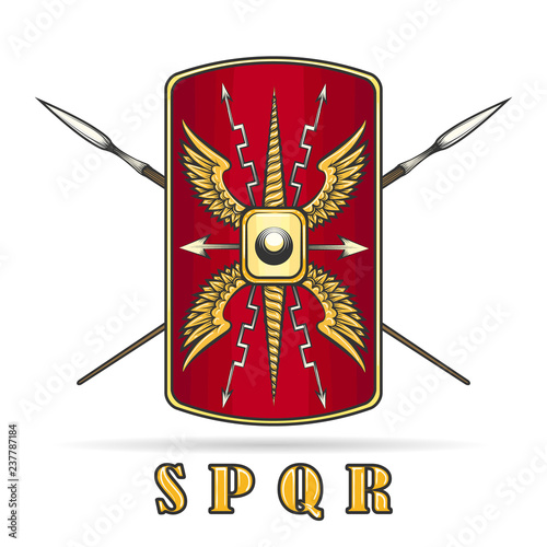 Roman Empire Shield and Crossed Spears