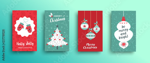 Christmas retro style cute greeting card set