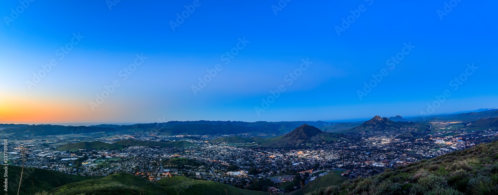 Panorama of City at First Light of Dawn