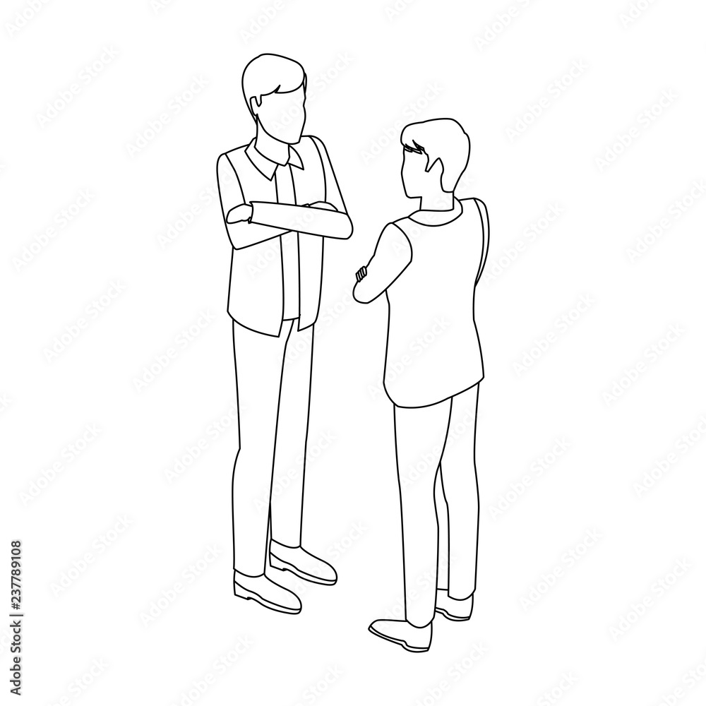 Isometric people avatar black and white Isometric people avatar black and white