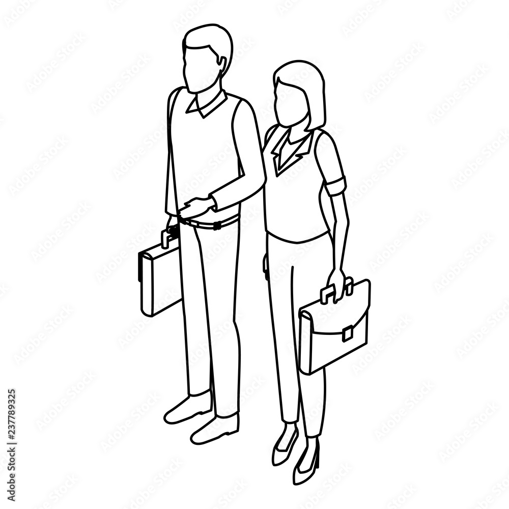Business people isometric black and white Business people isometric black and white