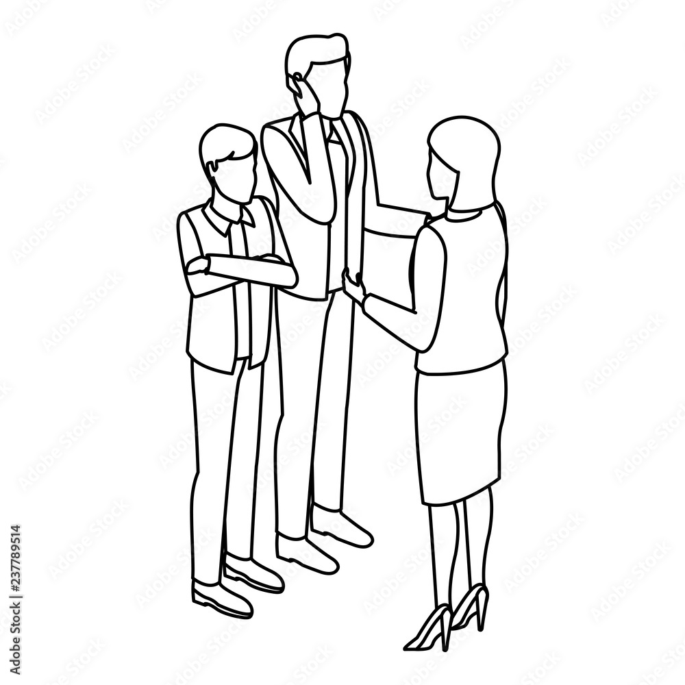 Isometric people avatar black and white Isometric people avatar black and white