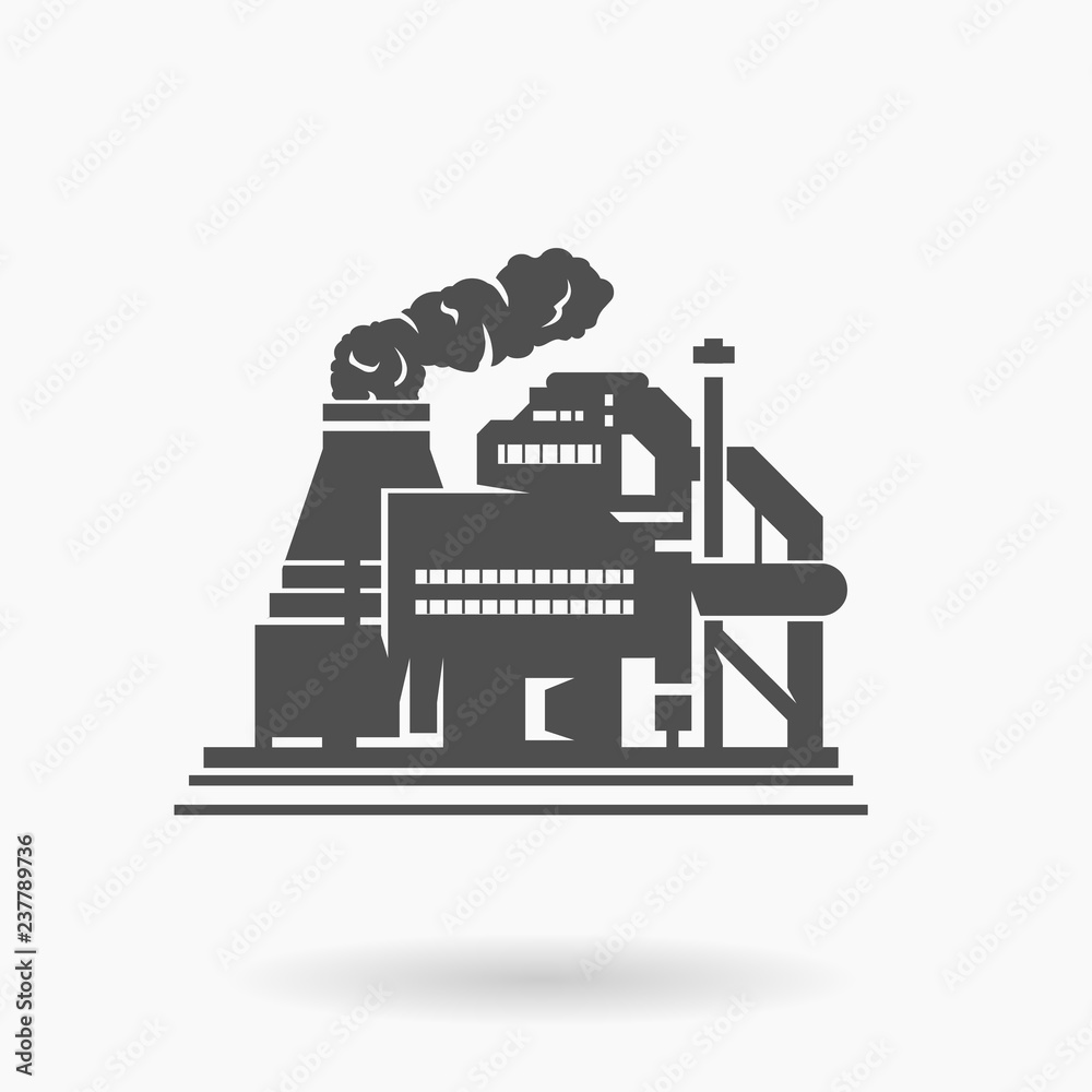 Refinery Factory Building Icon Vector Illustration Silhouette.