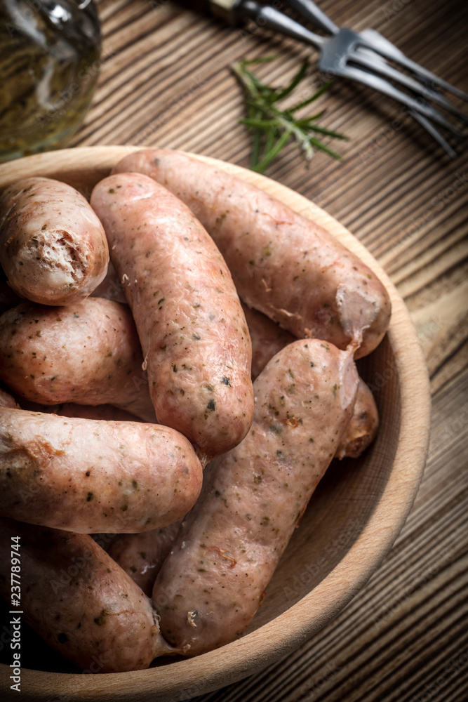 Boiled white sausage.