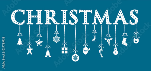 Concept of Christmas background with ornaments and wishes. Vector.
