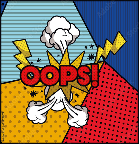 expression bubble with oops pop art style