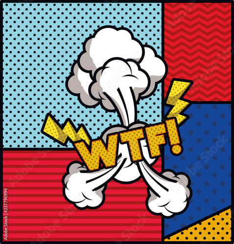 expression bubble with wtf pop art style