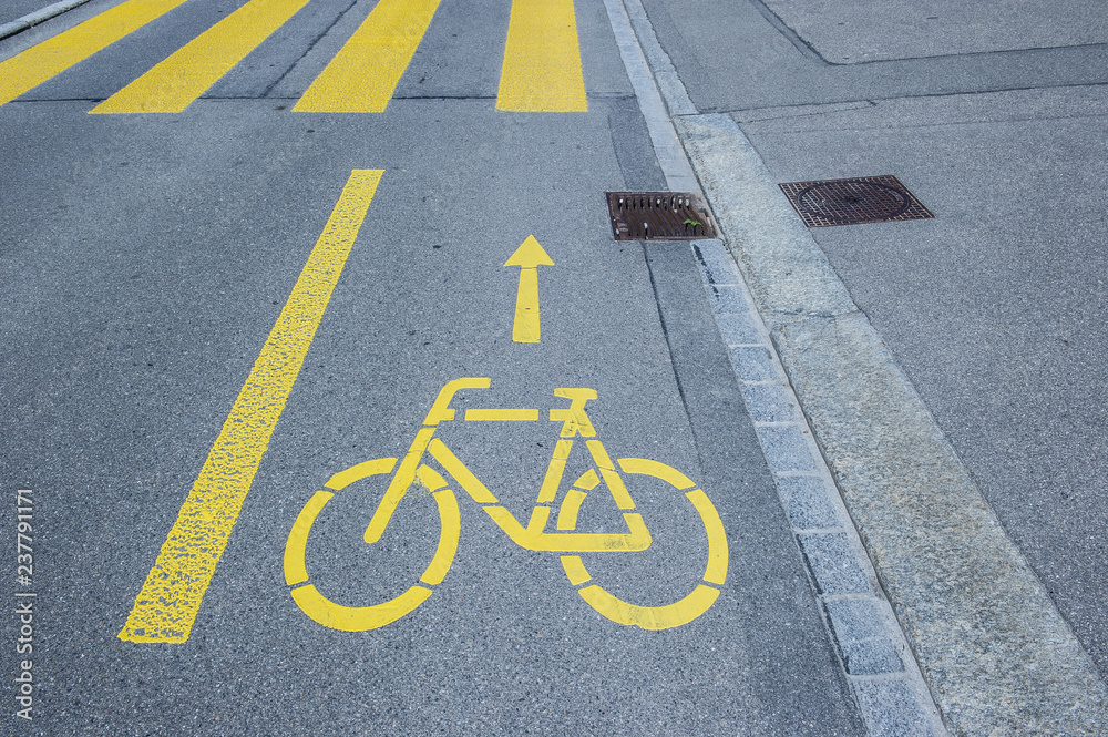 Bicycle lane marking or cycle sign Bicycle lane marking or cycle sign
