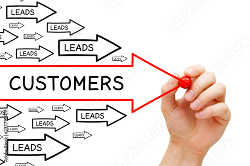 Leads Customers Conversion Arrows Concept photo