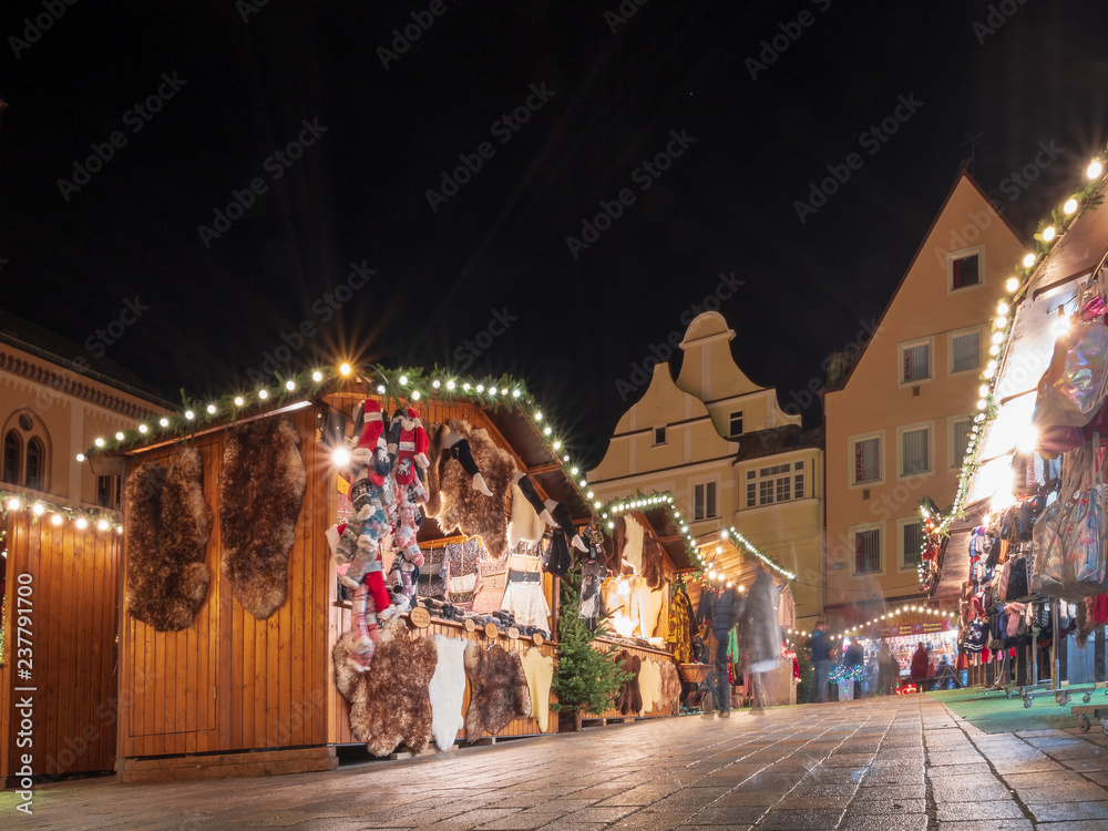 Pfaffenhofen Christmas Market during night with ice cold temperatures 