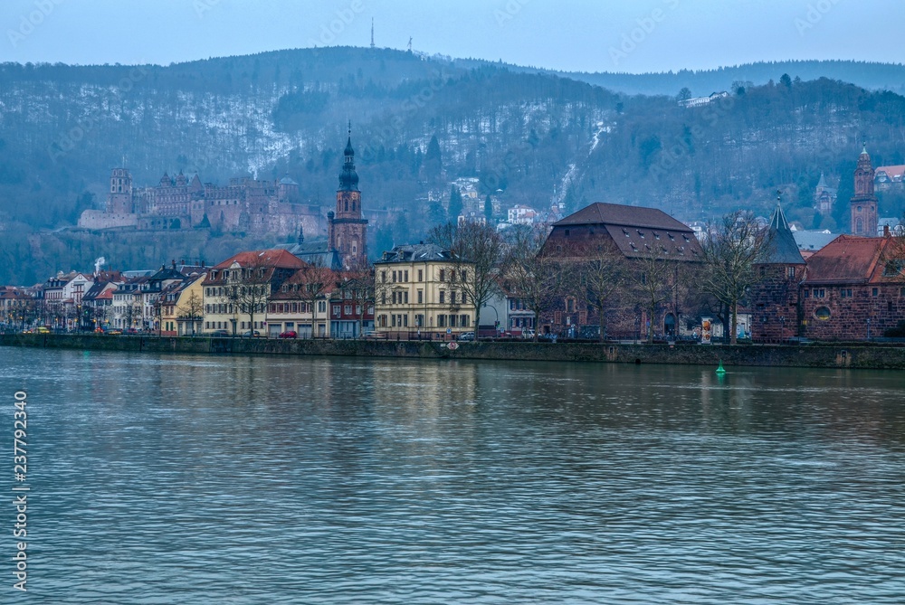 Heidelberg and the Neckar river in winter