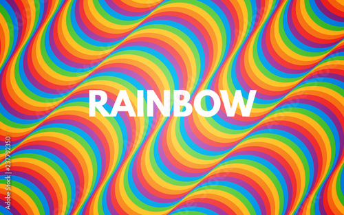 Rainbow abstract background. Colorful texture with bright waves. Colored curved lines. Trendy backdrop for banner, poster, flyer, website. Modern design template. Vector illustration