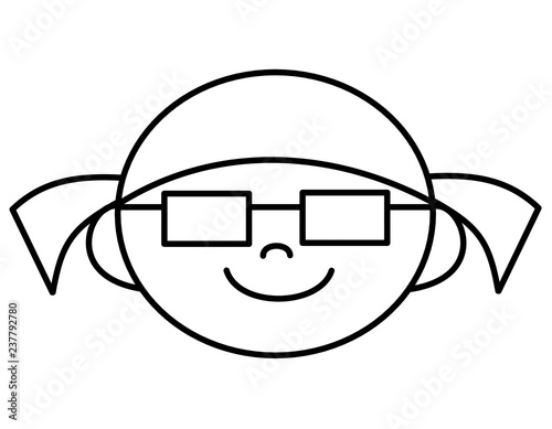 女の子メガネ口鼻 線画 Stock イラスト Adobe Stock