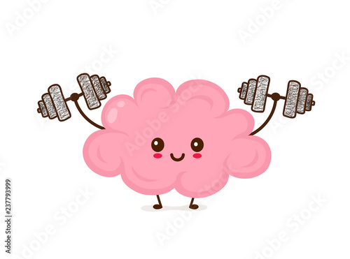 Cute smiling happy funny brain