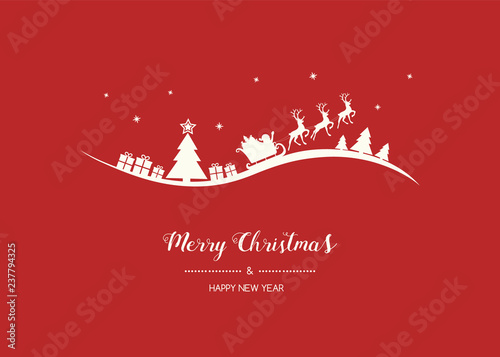Merry Christmas and Happy New Year - card with hand drawn Santa Claus. Vector.