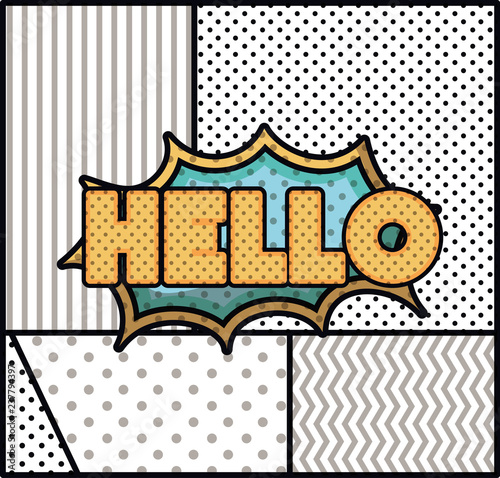 expression bubble with hello pop art style