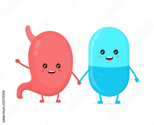 Cute funny smiling pill and healthy 