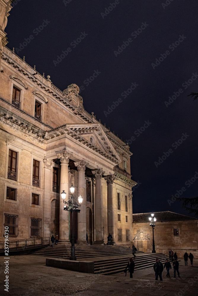 Obraz premium Facade of the ancient building of Philology Faculty of public Salamanca university, Salamanca, Spain.