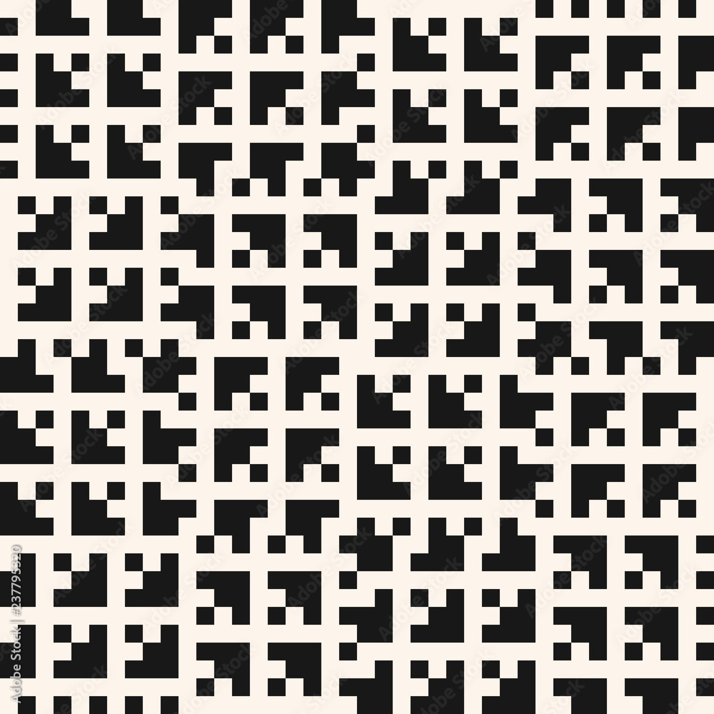 Vector black and white geometric seamless pattern with small squares, tiles Vector black and white geometric seamless pattern with small squares, tiles
