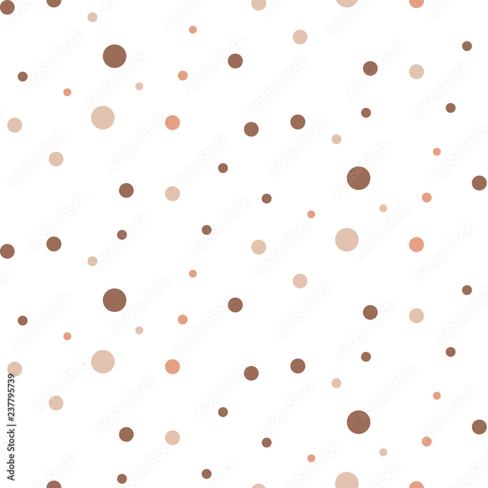 Brown confetti seamless vector pattern. Dotted circles abstract texture. Brown confetti seamless vector pattern. Dotted circles abstract texture.