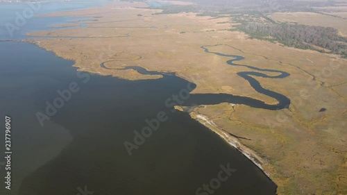 Coastline of Delaware Bay and Maurice River filmed with a drone. photo