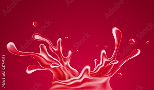 Raspberry or strawberry juice splash spray and drops of fruity