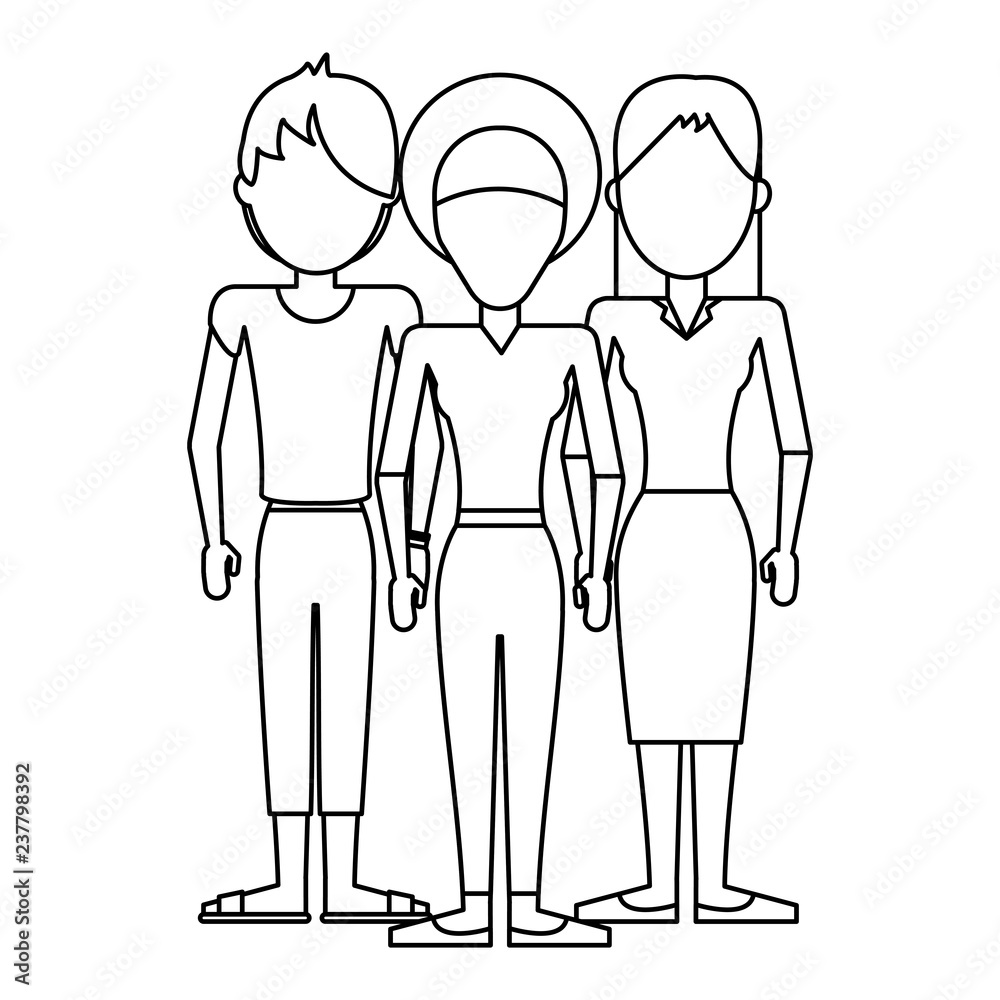 Young women avatar in black and white