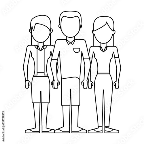 Wallpaper Mural Young friends avatar in black and white Torontodigital.ca