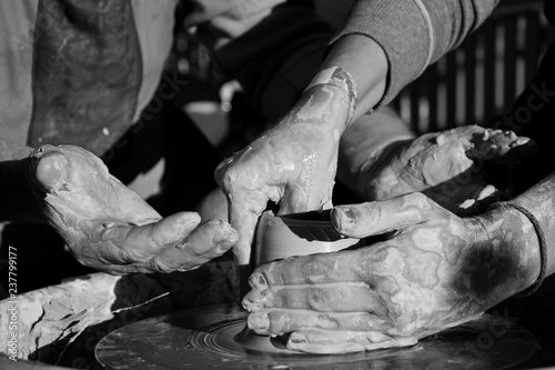 pottery, black and white
