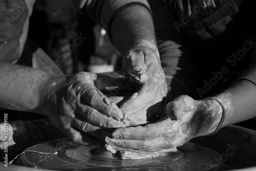 pottery, black and white