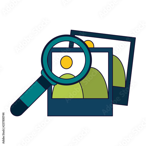 Photos and magnifying glass